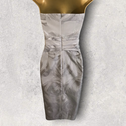 ISPIRATO Silver Grey Floral Special Occasion Outfit UK 8 US 4 EU 36 Timeless Fashions