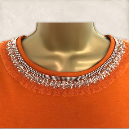 Banana Republic Womens Orange Embellished Pintuck Peplum Top UK 6 US 2 EU 34 Timeless Fashions