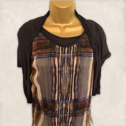 Yigal Azrouel Navy Blue Jersey & Silk Long Top UK 14 US 10 EU 42 Timeless Fashions