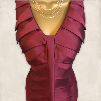 Veni Infantino for Ronald Joyce Women's Claret Satin Pencil Dress UK 8 US 4 EU 36 IT 40 Timeless Fashions