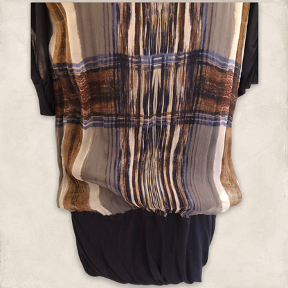 Yigal Azrouel Navy Blue Jersey & Silk Long Top UK 14 US 10 EU 42 Timeless Fashions