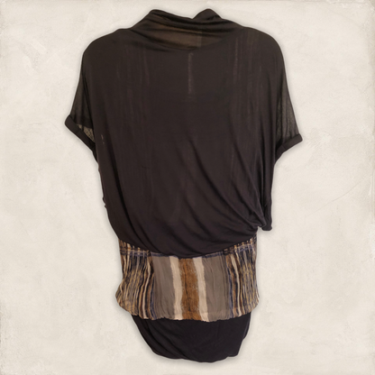 Yigal Azrouel Navy Blue Jersey & Silk Long Top UK 14 US 10 EU 42 Timeless Fashions