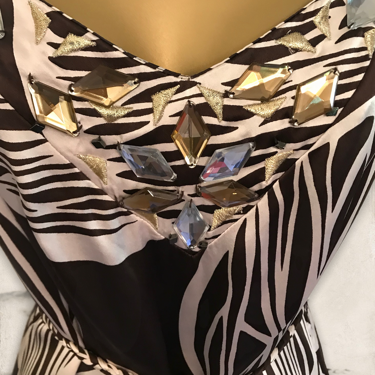Monsoon Brown & Cream Silk Strappy Venus Dress UK 8 US 4 EU 36 Timeless Fashions