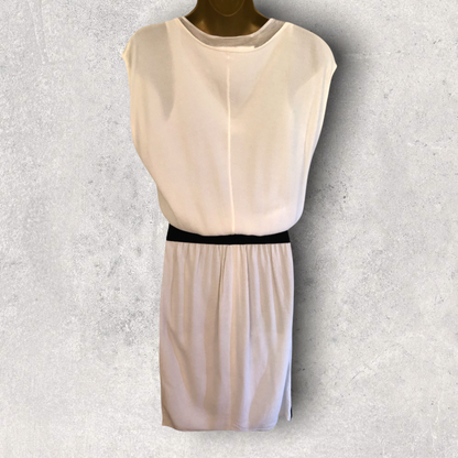 Yigal Azrouël Ivory Textured Crepe Black Zip Dress UK 8 US 4 EU 36 IT 40 Timeless Fashions