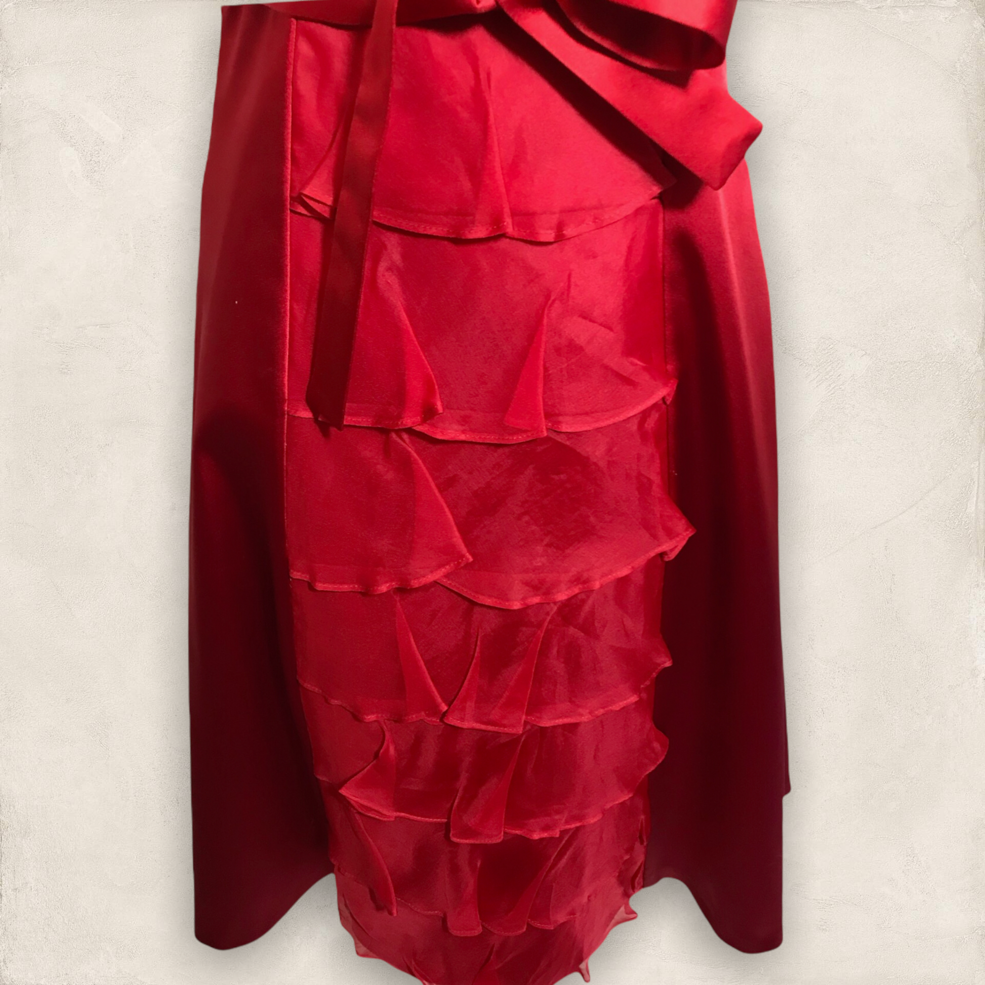 Coast Red Satin & Silk Organza Dress UK 8 US 4 EU 36 Timeless Fashions
