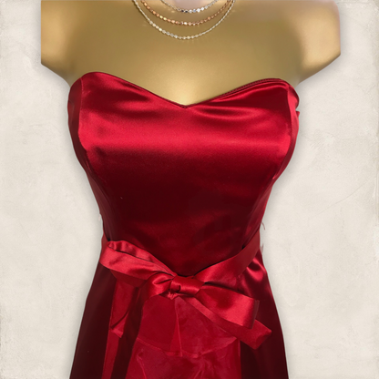 Coast Red Satin & Silk Organza Dress UK 8 US 4 EU 36 Timeless Fashions