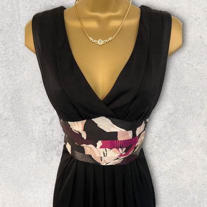 Ted Baker Black Silky Floral Tie Fit & Flare Dress UK 8 US 4 EU 36 Timeless Fashions