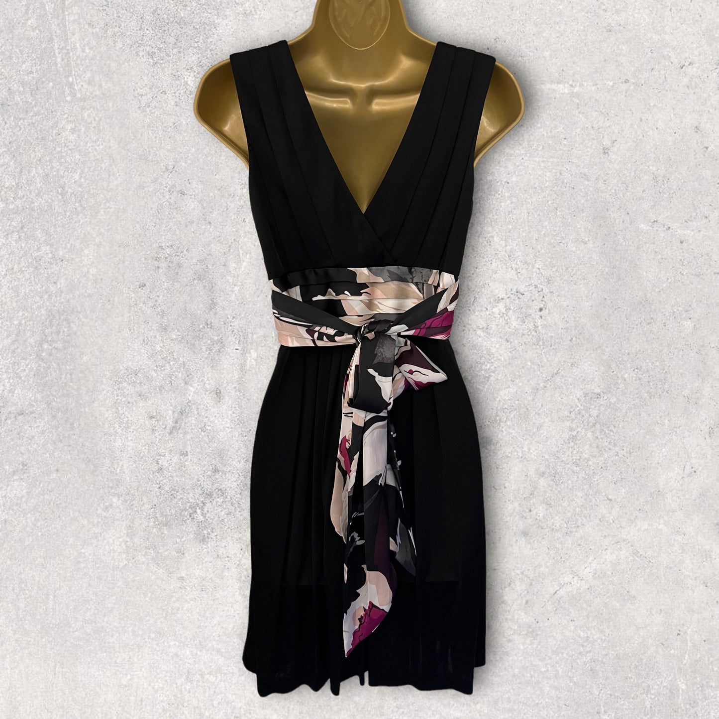Ted Baker Black Silky Floral Tie Fit & Flare Dress UK 8 US 4 EU 36 Timeless Fashions