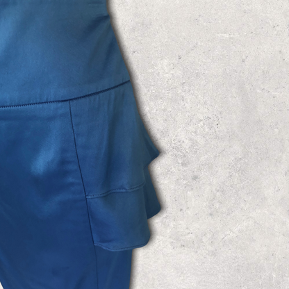 Reiss - Lucy - Turquoise Satin Peplum Pencil Skirt UK 10 US 6 EU 38 Timeless Fashions