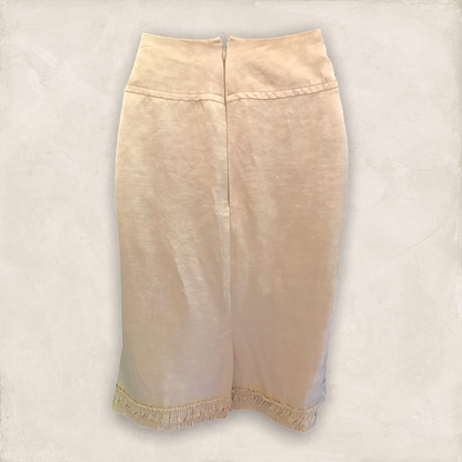 Marcelino Light Beige Linen Mix Pencil Skirt UK 14 US10 EU 42 Timeless Fashions