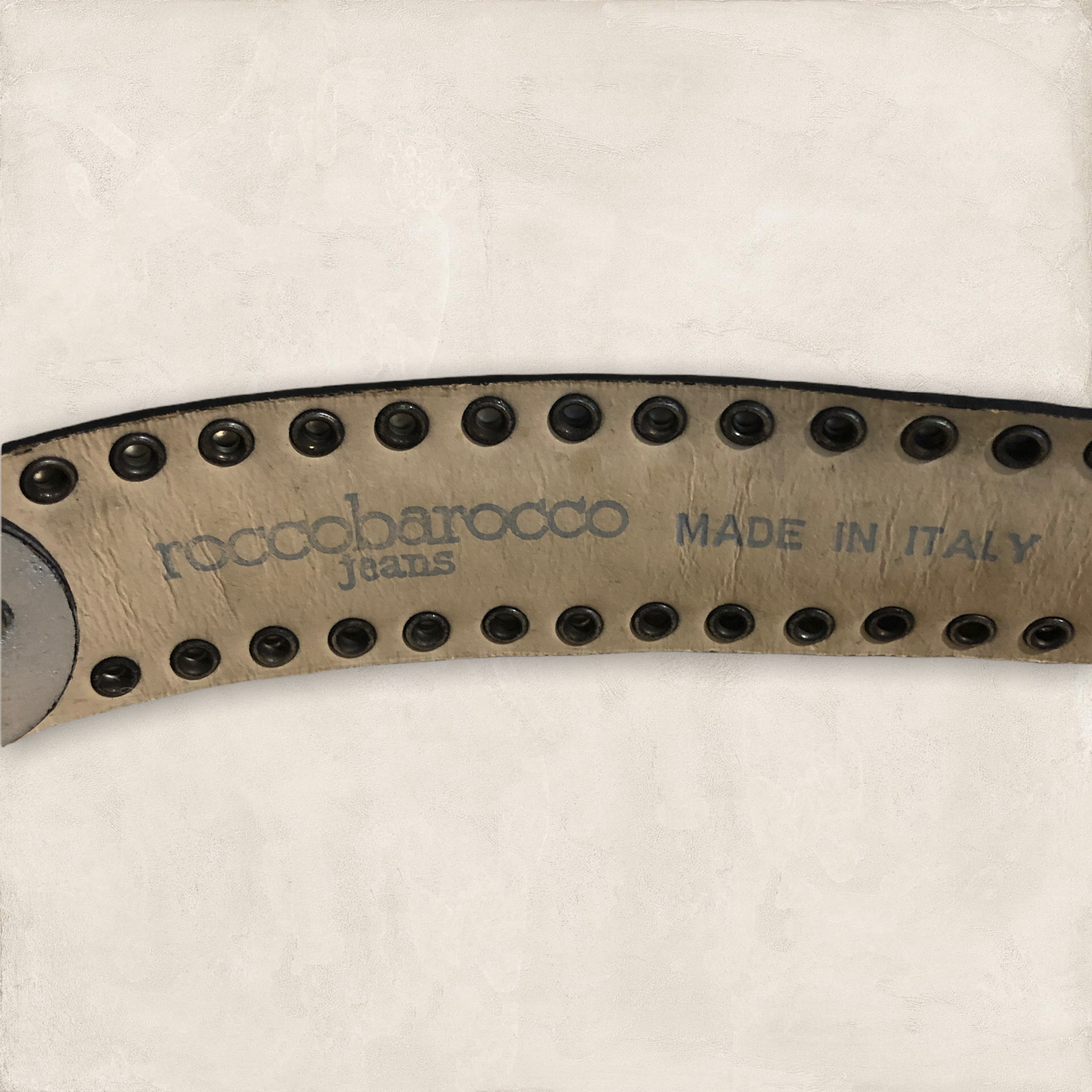 Roccobarocco Jeans Womens Vintage Silver Leather Studded Diamante Belt Size M Timeless Fashions