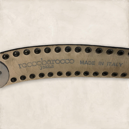 Roccobarocco Jeans Womens Vintage Silver Leather Studded Belt Size M Timeless Fashions