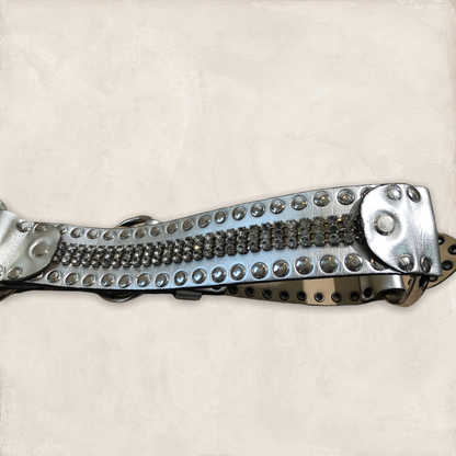 Roccobarocco Jeans Womens Vintage Silver Leather Studded Belt Size M Timeless Fashions
