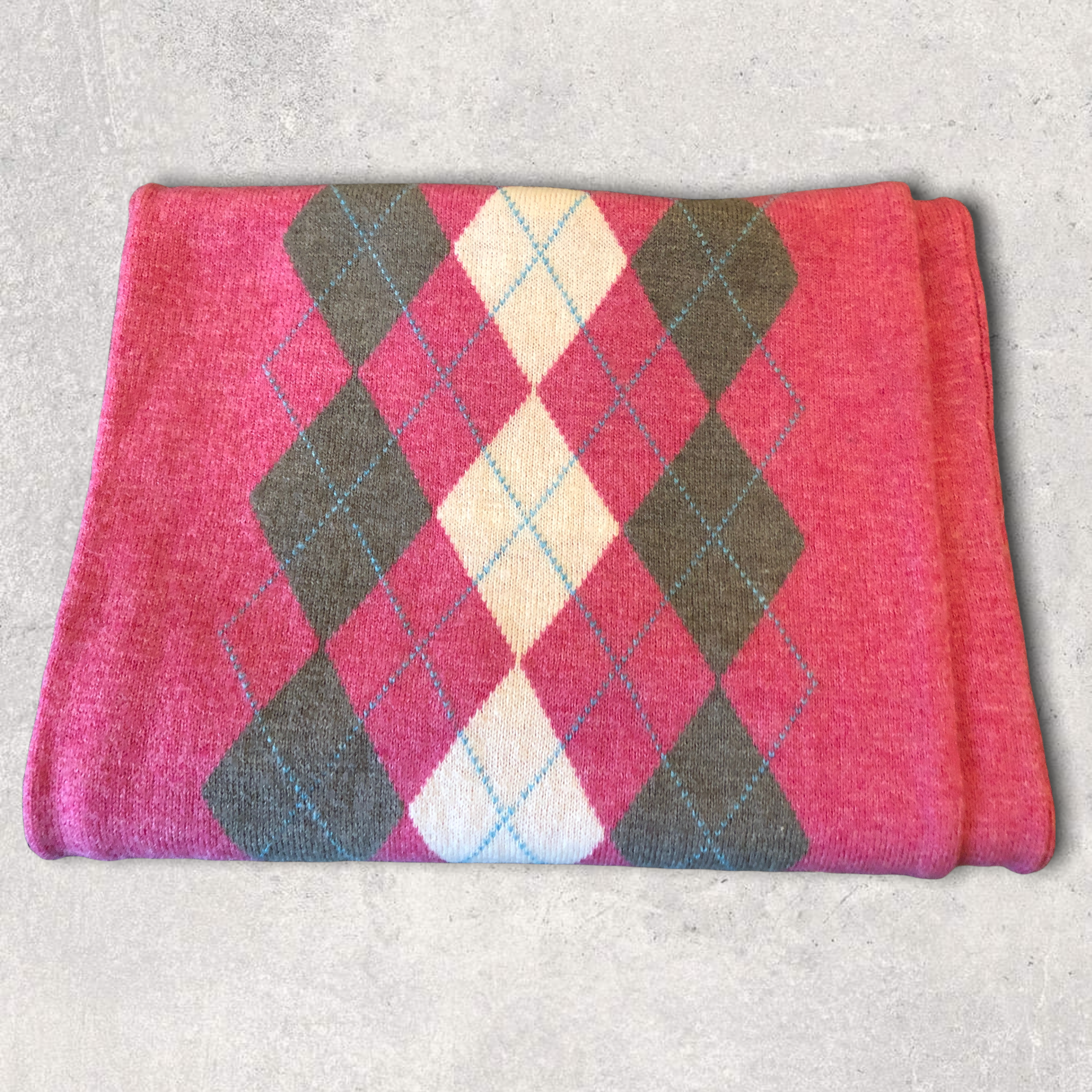 Crew Clothing Co Men's Pink Argyle Lambswool Scarf Timeless Fashions