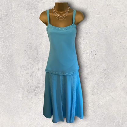 Gina Bacconi Turquoise Chiffon 3 Piece Special Occasion Outfit UK 12 US 8 EU 40 Timeless Fashions