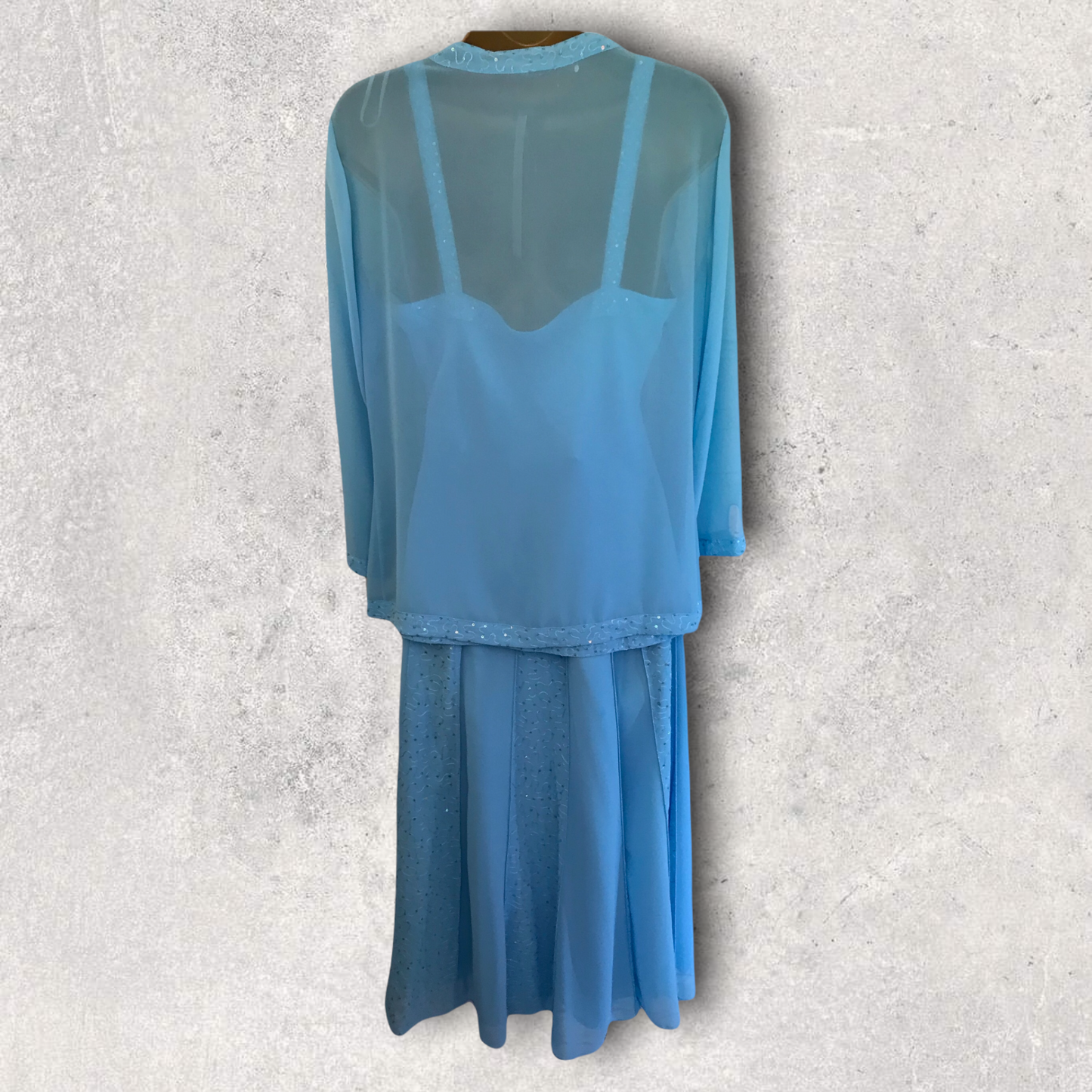 Gina Bacconi Turquoise Chiffon 3 Piece Special Occasion Outfit UK 12 BNWT RRP £250.00 Timeless Fashions