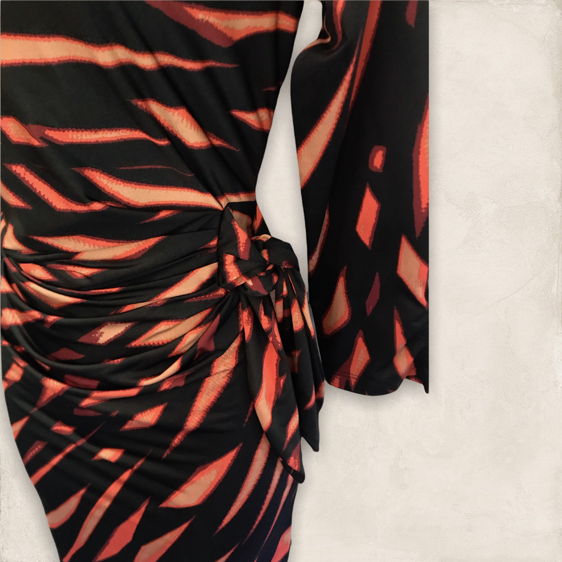 Pomodoro Black & Orange Stretch Drape Dress UK 8 US 4 EU 36 BNWT RRP £96.95 Timeless Fashions