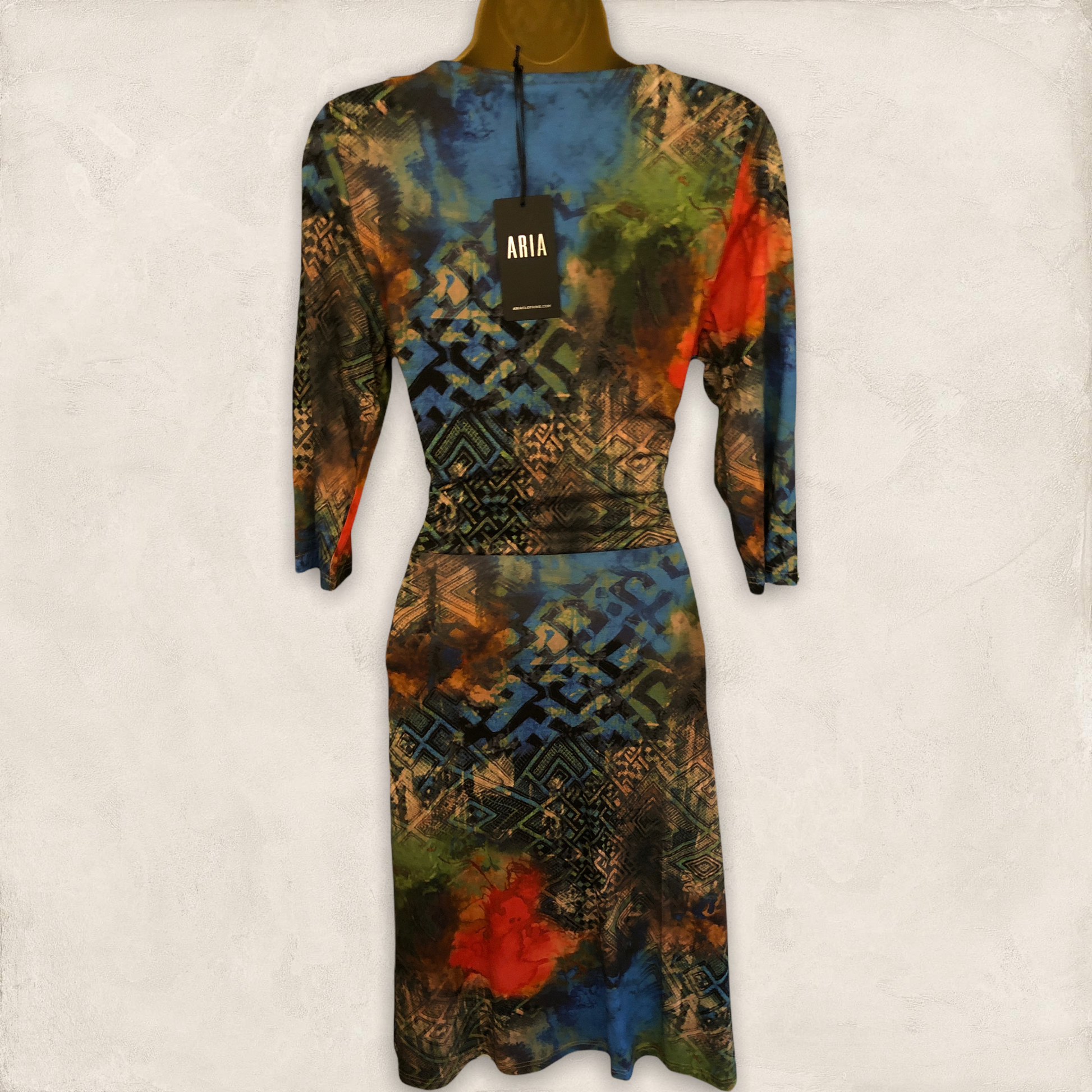 Aria Multicoloured 1/2 Sleeve Dress UK 10 US 6 EU 38 BNWT RRP £175 Timeless Fashions