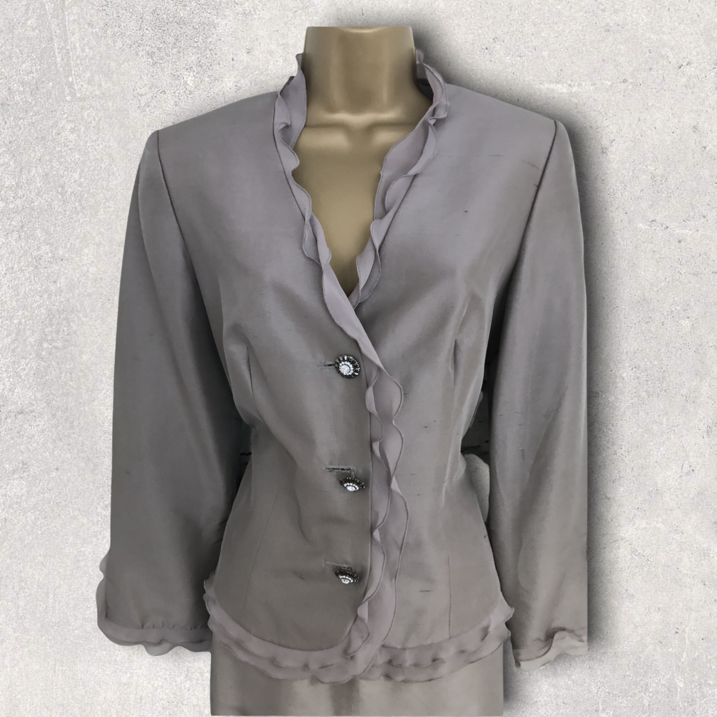 Medici Grey Silk Special Occasion Suit UK 10 US 6 EU 38 BNWT RRP £335.00 Timeless Fashions