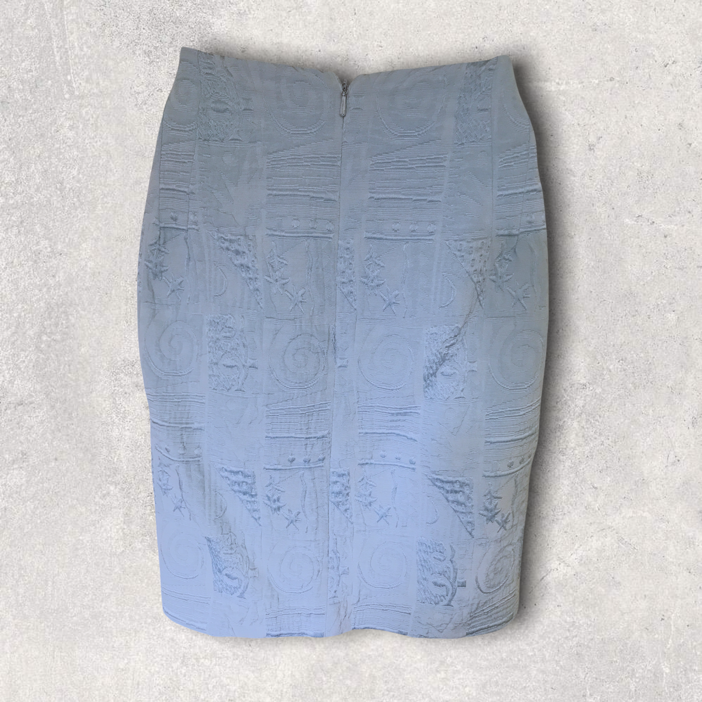 Karen Millen Vintage Light Blue Mini Pencil Skirt 29" waist UK 14 US 10 EU 42 Timeless Fashions