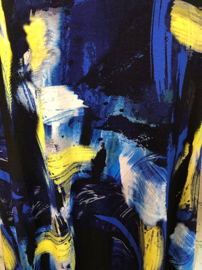 Marble Multi Blue & Yellow Skirt UK 10 US 6 EU 38 Timeless Fashions