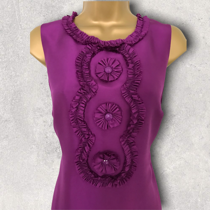 Phase Eight Women's Fuchsia Pink Silk Rosette Ruffle Pencil Dress UK 12 US 8 EU 40 Timeless Fashions