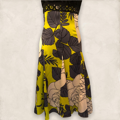 Coast Black & Lime Green Print Sleeveless Silk Dress Party UK 8 US 4 EU 36 Timeless Fashions