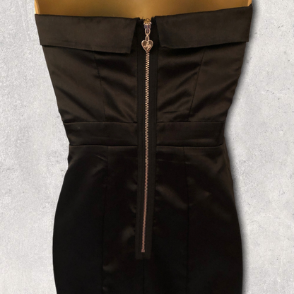 Lipsy Black Satin Strapless Beaded Bust Pencil Dress UK 10 US 6 EU 38 Timeless Fashions
