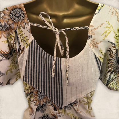 S'Nob Cream Floral Cotton Smock Top UK 10 EU 38 US 6 Timeless Fashions