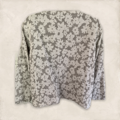Sahara Ivory Cotton Floral Lagenlook Summer Jacket Size UK 18 US 14 EU 46 Timeless Fashions
