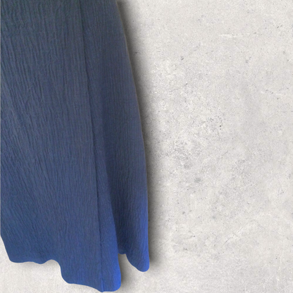 Mulberry Blue Long Textured Wrap Linen & Cotton Skirt UK 10 US 6 EU 38 Timeless Fashions