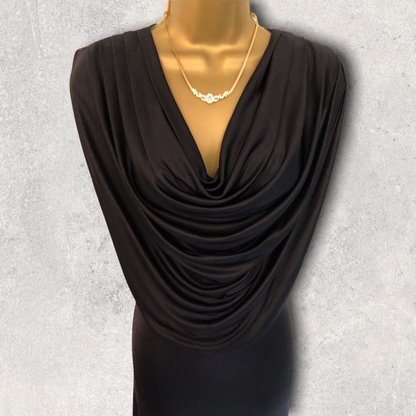 Jean Colonna Rare Vintage Black Silk Jersey Cowl Neck Dress UK 12 US 8 EU 40 Timeless Fashions