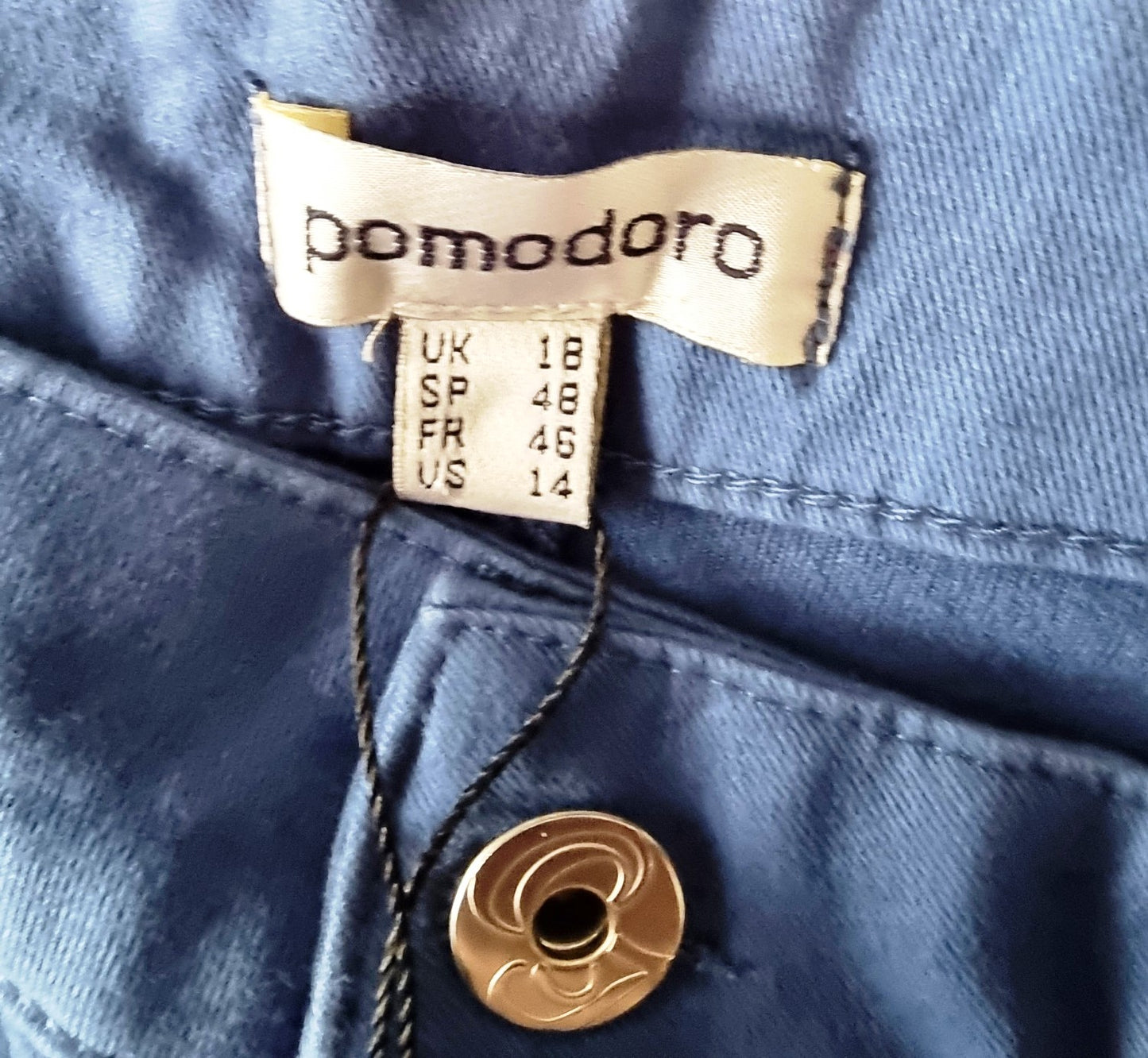 Pomodoro Mid Blue Denim, Stretch Straight Leg Jeans UK 18 US 14 EU 48 BNWT Timeless Fashions