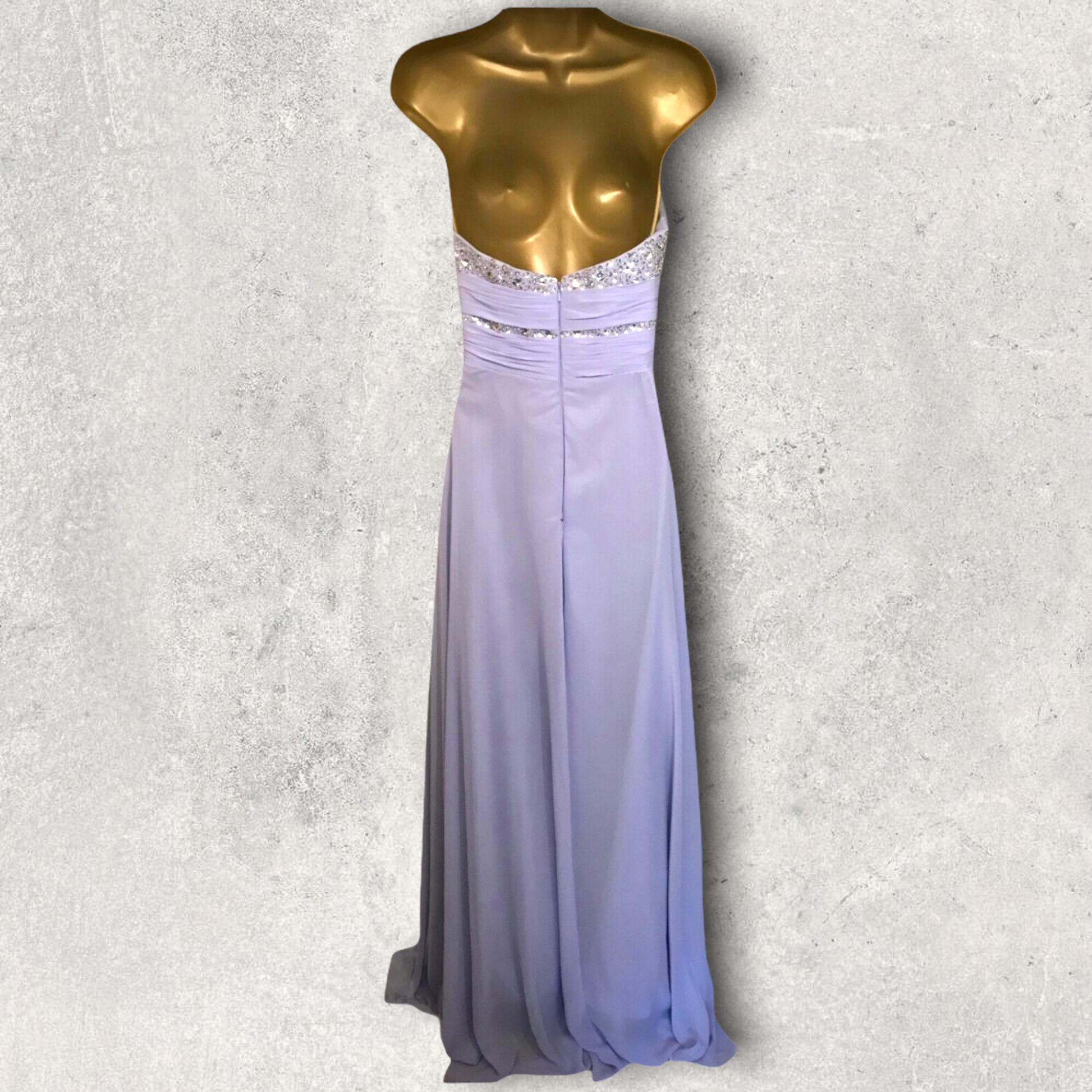 Taylor Gowns Womens Lilac Long Chiffon Diamante Halter Neck Dress UK 6 US 2 EU 34 Timeless Fashions