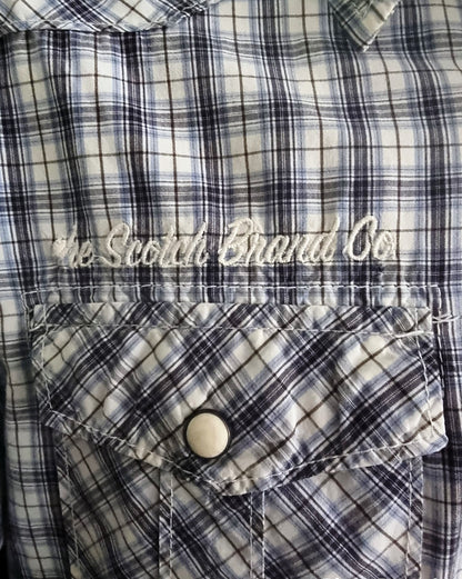 Scotch & Soda Blue & White Cotton Check Mens Shirt Size L Timeless Fashions