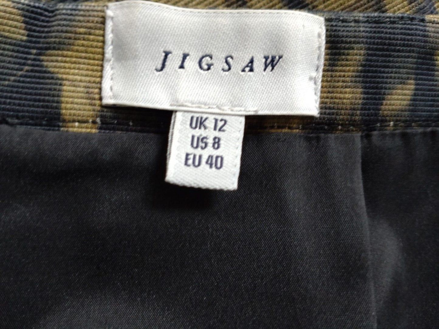 Jigsaw Knee Length Ladies Olive Green/Navy Pencil Skirt Size 12 US 8 EU 40 Timeless Fashions