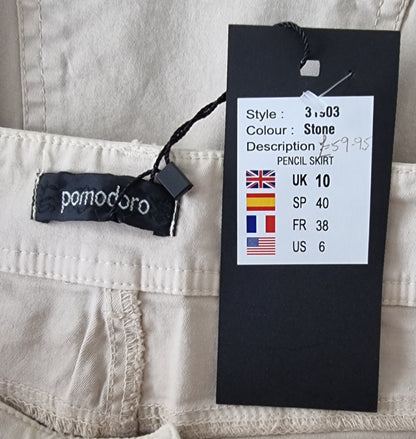 Pomodoro Womens Stone Stretch Cotton Skirt UK 10 EU 38 US 6 Timeless Fashions