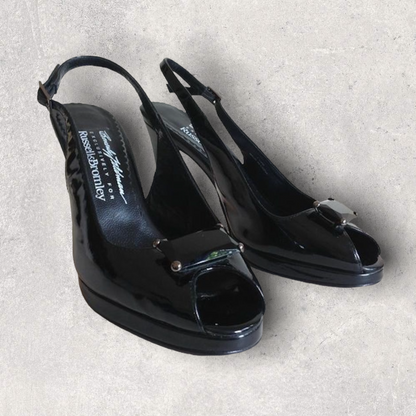Russell & Bromley Beverly Feldman Black Swanky Patent Leather Shoes UK 7 US 9 Timeless Fashions
