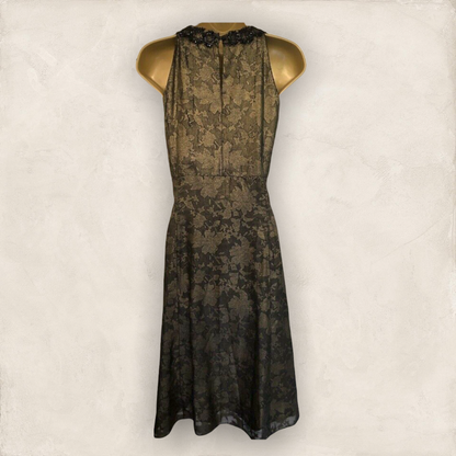 Monsoon Women's Black & Gold Lace Dress UK 18 US 14 EU 46 Timeless Fashions