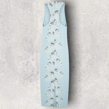 Whistles Blue Palm Print Longline Midi Dress UK 12 US 8 EU 40 Timeless Fashions
