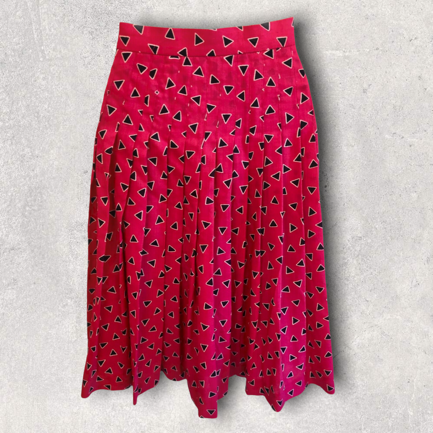 Jaeger Vintage Hot Pink Pleated Wool Skirt UK 6 US 2 EU 34 Timeless Fashions