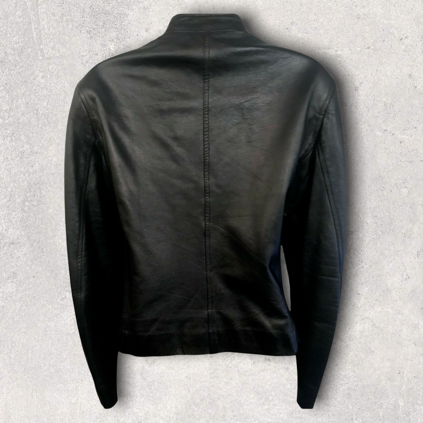 Cerruti 1881 Womens Vintage Black Leather Zip Jacket UK 12 US 8 EU 40 IT 44 Timeless Fashions