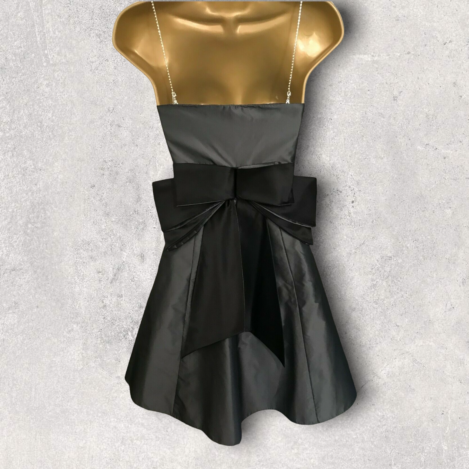 Karen Millen Grey Taffeta Black Bow Fit & Flare Party Dress UK 10 US 6 EU 38 Timeless Fashions