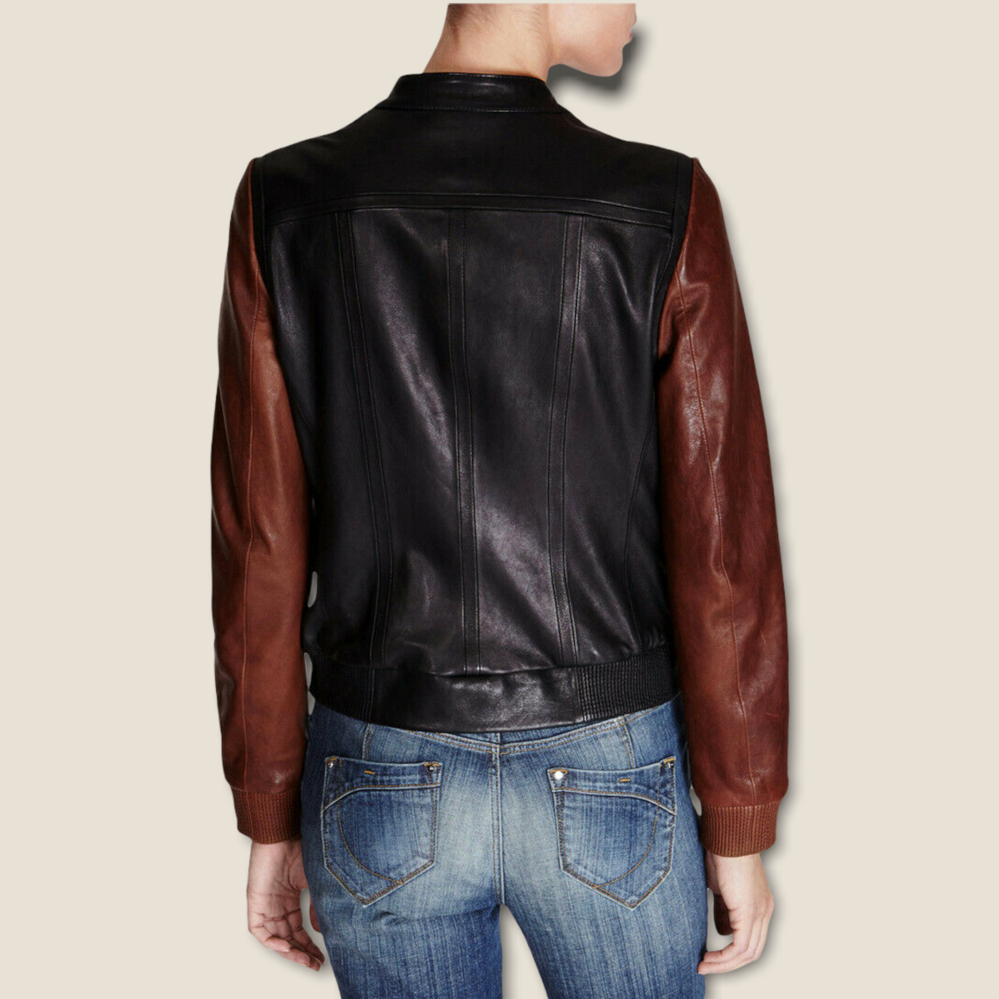 Karen Millen Black & Brown Leather Jacket UK 10 US 6 EU 36 Timeless Fashions