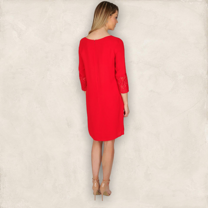 French Connection Red Crepe Half Sleeve Dress UK 12 US 8 EU 40 Timeless Fashions