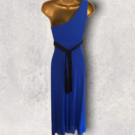 Jane Norman Azure Blue One Shoulder Maxi Dress UK 10 US 6 EU 38 Timeless Fashions